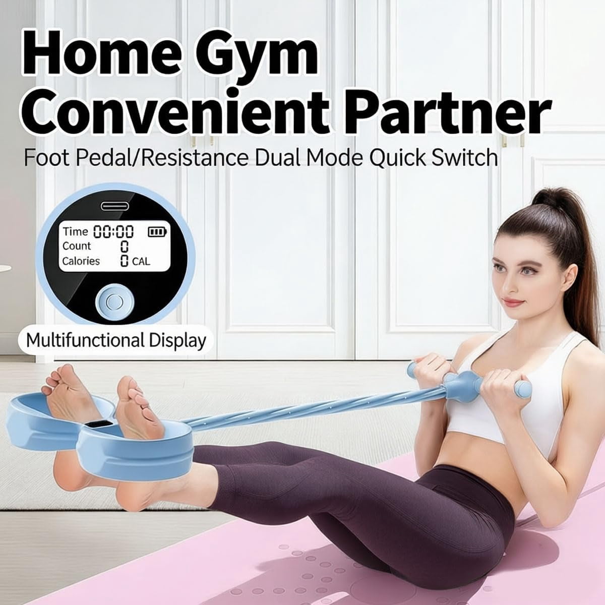 Smart Foot Pedal Puller, Smart Six Tube Resistance Foot Pedal, 2026 Upgraded 6 Tube Pedal Puller Resistance Band with Digital Counter & Handles, for Full Body Stretching & Yoga