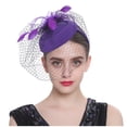 thumbnail image 2 of Fascinators Hats 20s 50s Hat Pillbox Hat Cocktail Tea Party Headwear with Veil for Girls and Women Purple, 2 of 4
