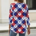thumbnail image 6 of 4th of July Shirts Women 3/4 Sleeve Tshirts Loose USA Flag Print Tops USA 250th Anniversary Celebration Party Pullover Independence Day Patriotic V Neck 1776-2026 Blouses Red S, 6 of 6