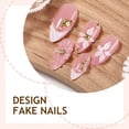 thumbnail image 4 of RAGUPEL 24Pcs 3D Almond Press on Nails Medium White French Tip Fake Nails Gold Beads Shell Starfish Rhinestones Design Flower Glue on Nails Spring False Nails Handmade Acrylic Nails for Women, 4 of 7