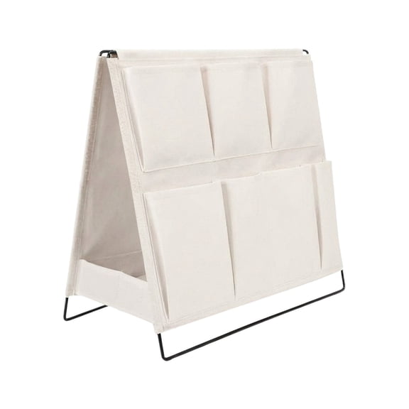 Desktop Organizer 7-Pocket Storage Rack with Metal Frame, 13.8x12.6x6.7 Inches, for Office Desk Study Bedroom Entryway