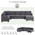thumbnail image 5 of EUROCO 125.6" Large Upholstered Sectional Sofa for 6 seats, U-Shape Sofa Couch with Extra Wide Chaise Lounge and Birch Wood Legs for Living Room, Grey, 5 of 8