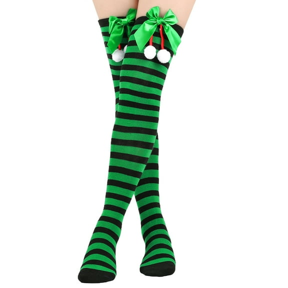 Zhuge 2 Pairs Over Knee Socks Knee-High Socks High Thigh Boot Stockings Women Knee Highs Socks for Girl Cosplay, Daily Wear,Green