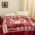 thumbnail image 4 of DBOZE Floral Plush Mink Blanket Queen Size 8lbs Thick Warm Winter Fleece Soft Burgundy Flower Print, 4 of 8