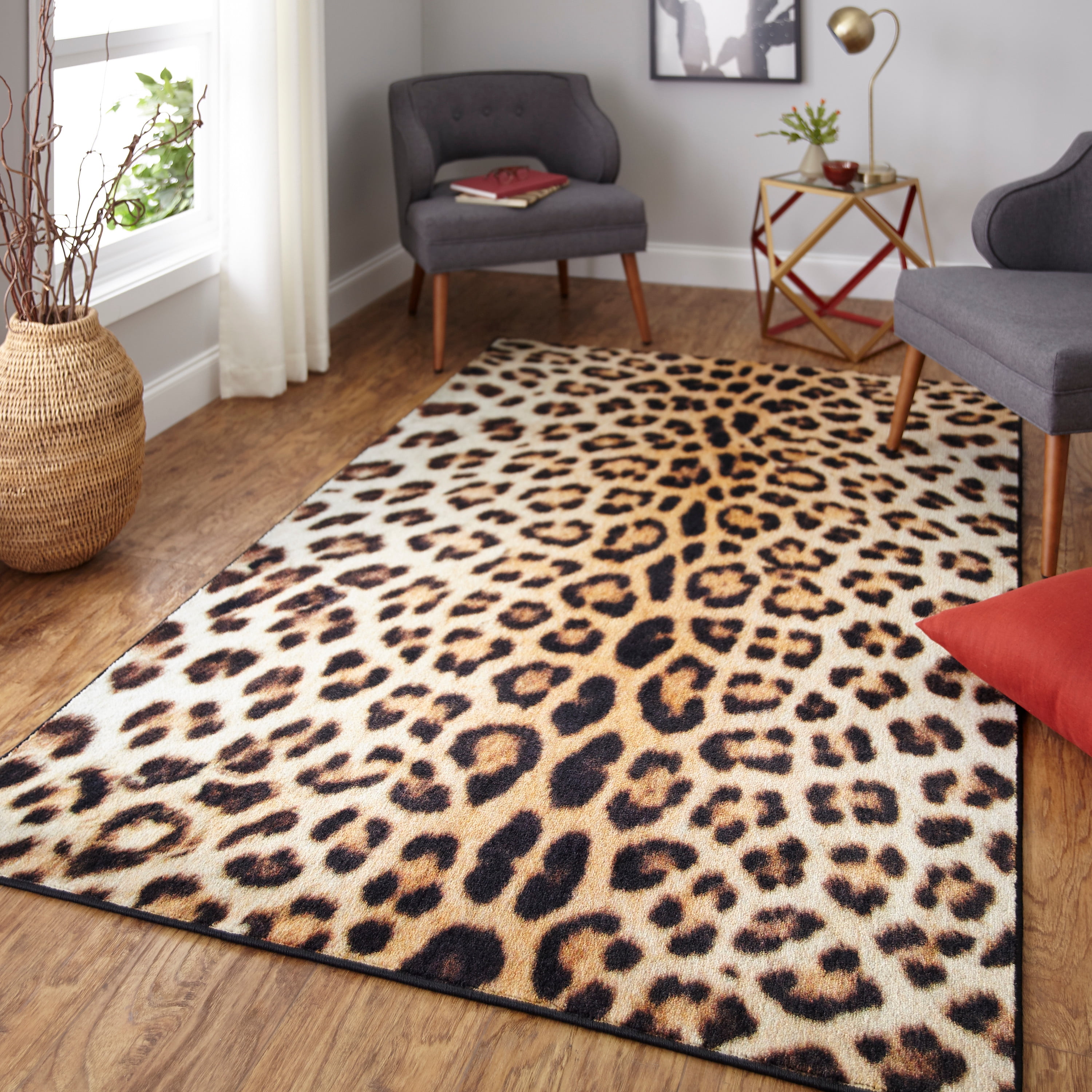 Leopard Print Rug Skin Hide Mat Faux Fur Animal Home Carpet Area Rug US Stock 