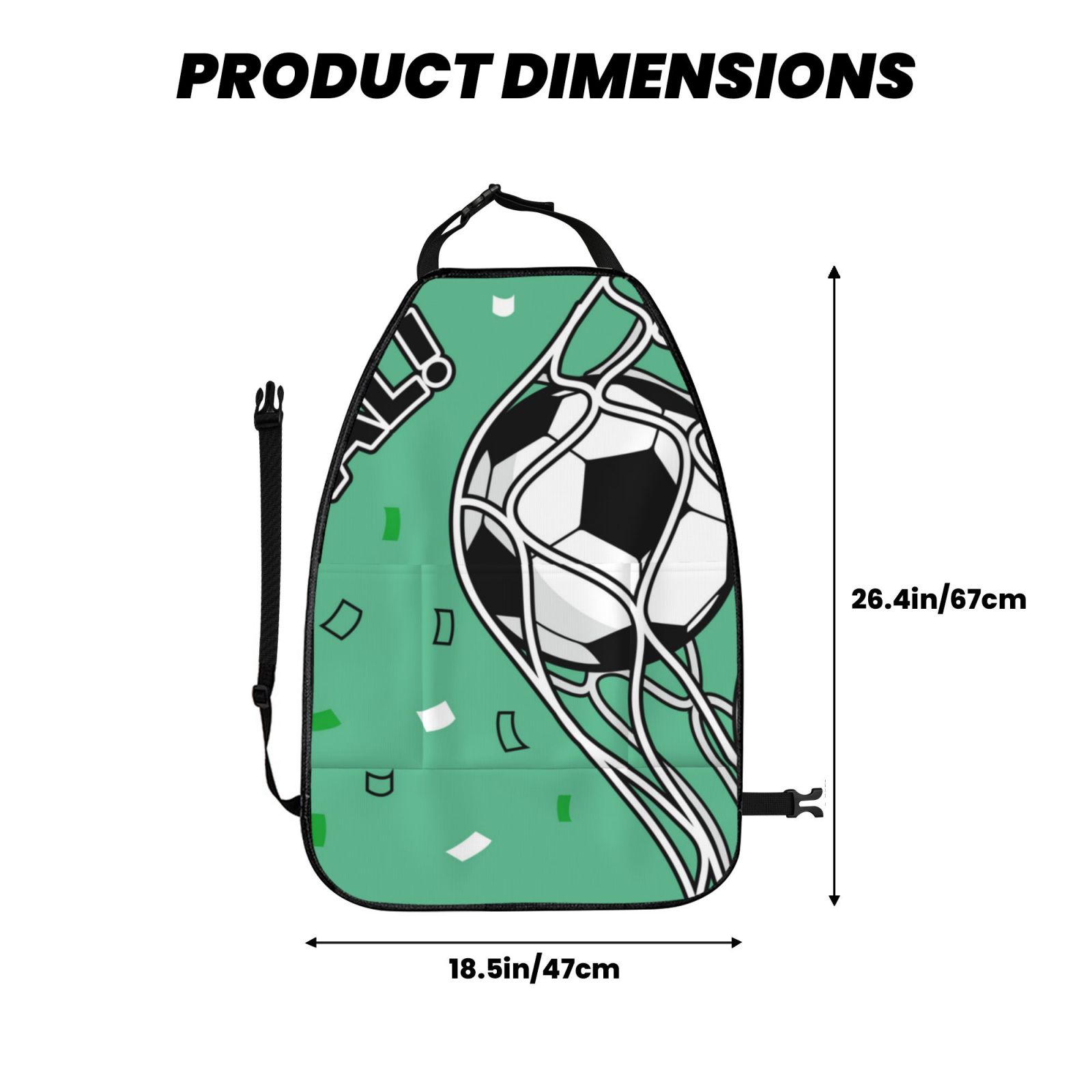 Kdxio BALL INSIDE THE NET GOAL Print 2 Pack Car Kick Mat Seat Cover Back Protector Mat with Pockets for Organizer Backseat Protector and Storage Anti Kick Pad for Vehicles