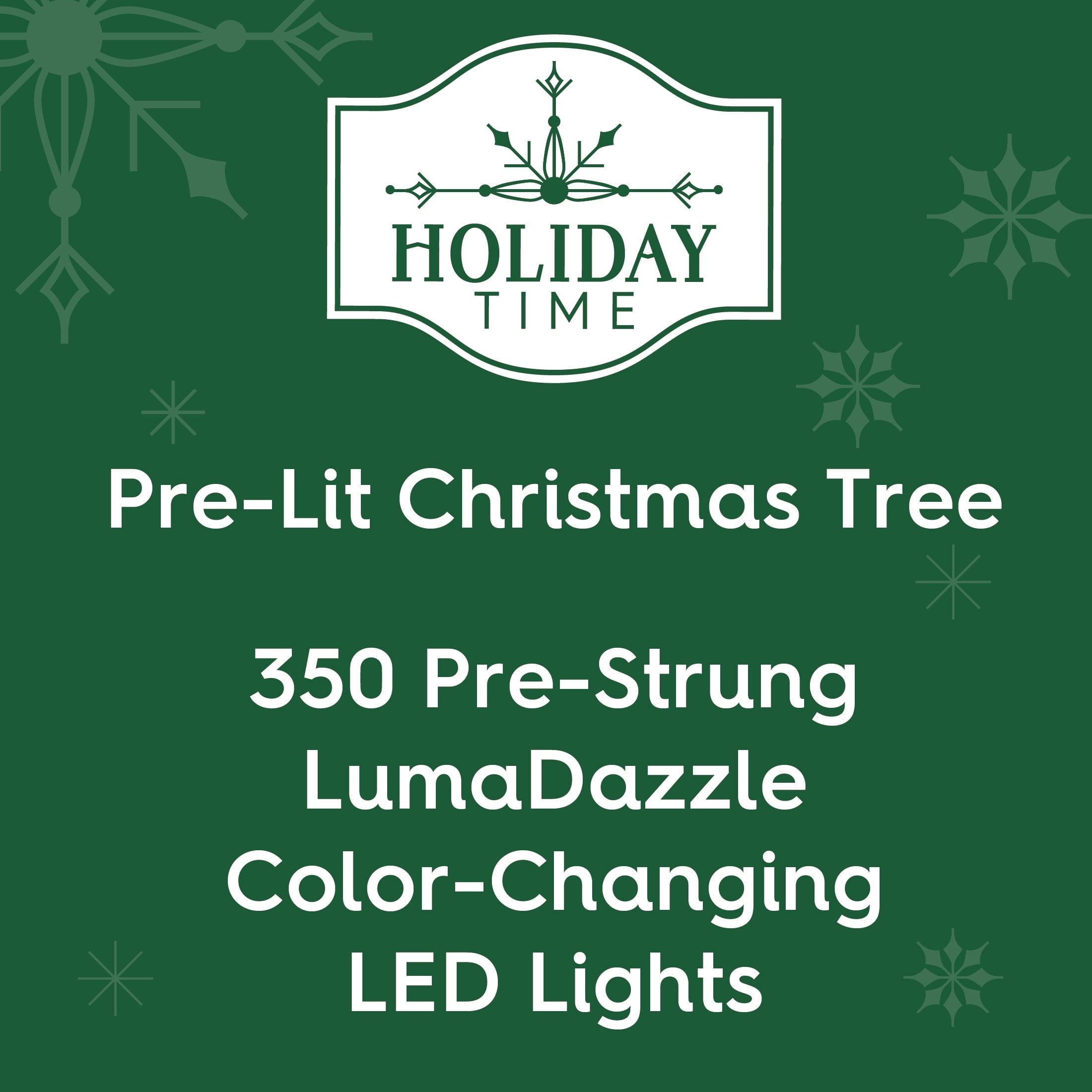 7' Pre-Lit Duncan Pine Green Artificial Christmas Tree with Color-Changing LED Lights, Quick Set, and Stand, by Holiday Time