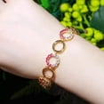 thumbnail image 5 of Top Blue CZ Yellow Gold Plated Round Chain Link Bracelet for Fiancee Engagement, 5 of 9
