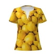 thumbnail image 3 of Naloa Ripe Yellow Lemon Print T-Shirts Short Sleeve V Neck Tees for Women Fashion Tops Trendy Lightweight Soft Casual Summer Outfits Clothes, 3 of 5