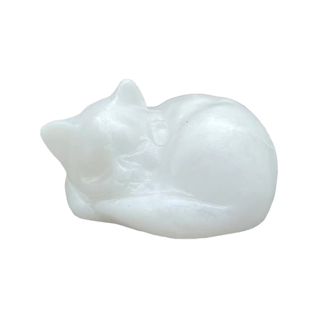 Under 10 Desktop Ornament Natural Quartz Crystal Sleeping Cat Decoration Crystal Cat Sleeping Statue 2 Inch Opal Cat Crystal Statue Statue for Home Meditation