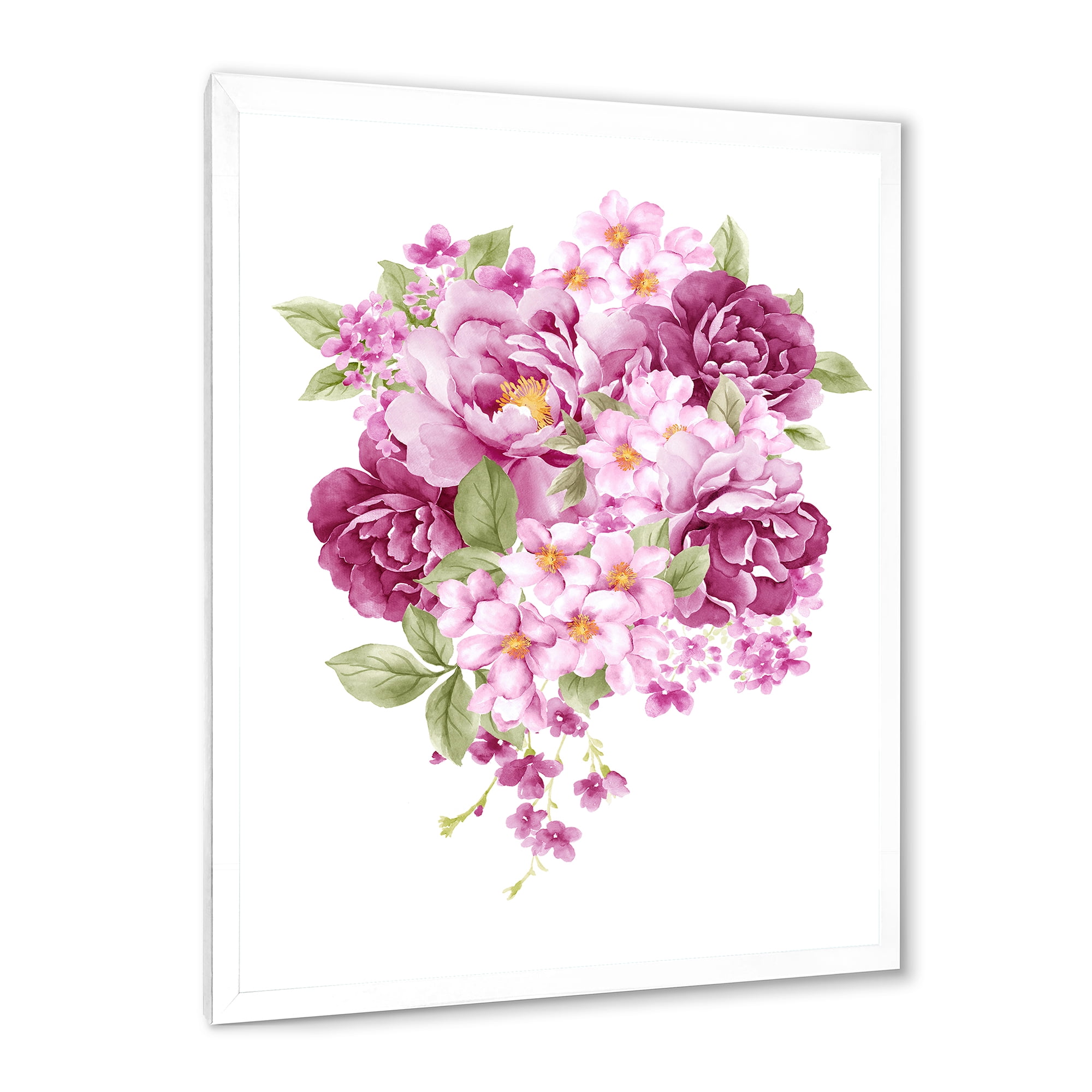 Designart 'Bouquet Of Pink Retro Flowers' Traditional Framed Art Print