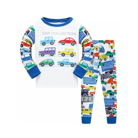 

Boys Pajamas Family Outfit Cars Print Round Neck Long Sleeve Top & Pants Set Kids Clothes