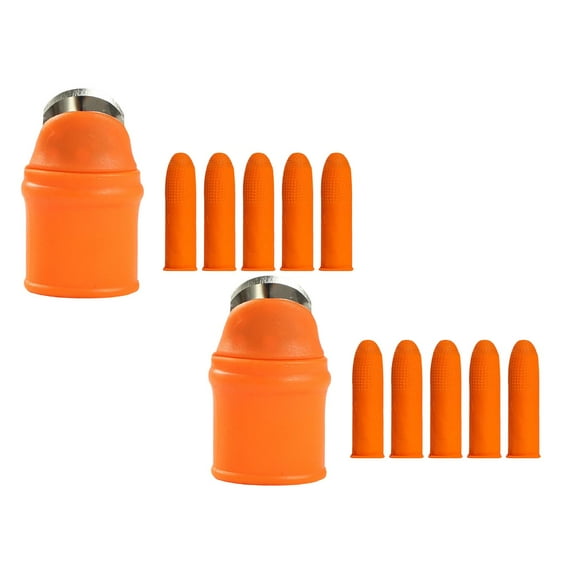 Silicone Thumb Knife Set - Finger Guard Protector for Harvesting Fruits & Vegetables, Gardening Trim Tool with Comfortable Grip Orange