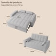 thumbnail image 4 of Sofá Cama Futón Convertible 3 en 1 de Lino, Sofá Cama Tamaño Queen con Sofá Extraíble, Reposabrazos con Espacio de Almacenamiento y Respaldo Ajustable para Sala de Estar, Gris claro, 4 of 9