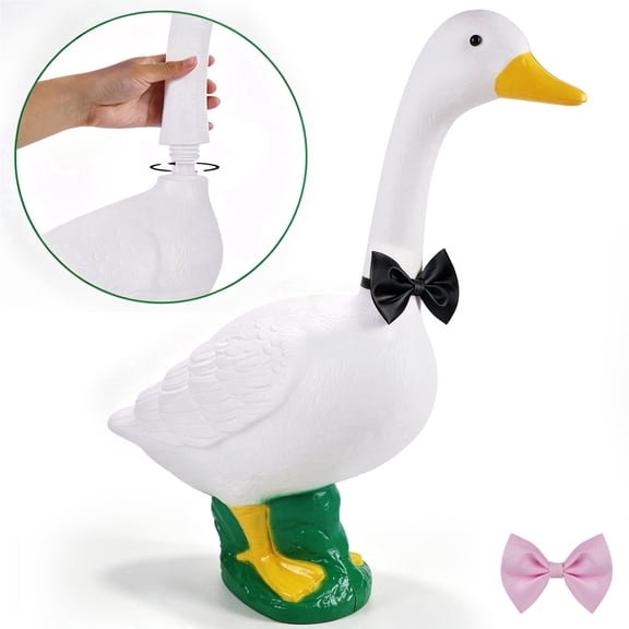 23 inch White Plastic Porch Goose Statue, Adjustable Neck Posable Figurine, Sand‑Fillable Weatherproof Farmhouse Decor for Indoor Outdoor Yard Patio