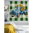 thumbnail image 2 of Blue Truck Yellow Sunflower Sheer Curtains for Living Room Bedroom Summer Green Plaid Vintage Sheer Curtains 63 Inch Long 2 Panels Set Light Filtering Curtain Window Treatments Drapes for Dining Room, 2 of 6