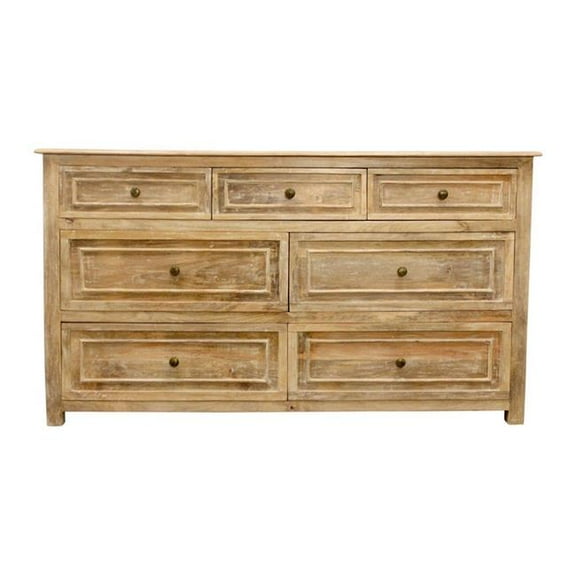 Moti  Jenna 7-Drawer Solid Wood Dresser - Natural