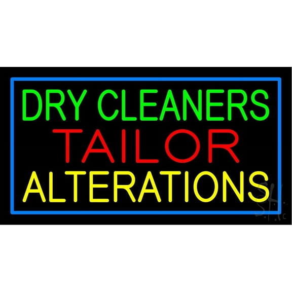 Dry Cleaners Tailor Alterations LED Neon Sign 20" Tall x 37" Wide - inches, Black Square Cut Acrylic Backing, with Dimmer - Bright and Premium built indoor LED Neon Sign for Storefront.