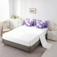 thumbnail image 4 of Manfei Romantic Flower 7pcs Bedding Comforter Set,Rustic Floral Queen Bedding Sets,Purple Pink Queen Sheet Sets For Teens Girl,Breathable Home Decor Reversible, 4 of 7