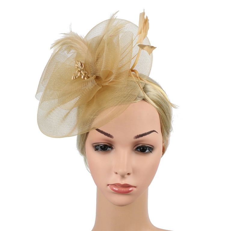 2461 Beige Wedding Bride Derby Fascinator Hat For Women Lady Hairband Beige and Cream Kentucky Derby Hat Royal Ascot Fascinator  main image 2
