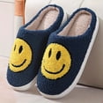 thumbnail image 1 of Women's Kawaii Smile Face Design Slippers, Warm Slip On Plush Lined Shoes, Women's Indoor Home Slippers, 1 of 5