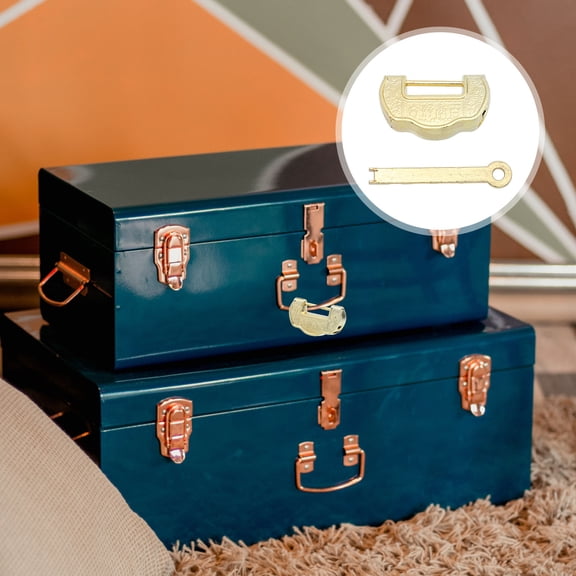 Toddmomy 2Pcs Retro Cabinet Latch Locks in Golden Color for Home Decoration 1.18x0.59x0.39in