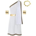 thumbnail image 4 of YiZYiF Mens Halloween Ancient Greek Cosplay Costume Roman Toga Caesar Party Fancy Dress Up Set White-A XXL, 4 of 7