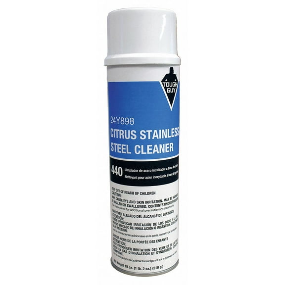 TOUGH GUY - 24Y898 Stainless Steel Cleaner: Aerosol Spray Can, 18 oz Container Size, Ready to Use, Liquid