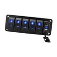thumbnail image 4 of jinwen Rocker Switch Panel 4.2A Double USB Charger Voltmeter for Car Boat Marine 6 Gang, 4 of 9