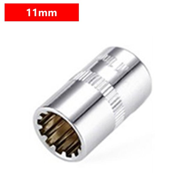 12 Point Mirror Short Socket Head 3/8inch Drive for Torx Bit Ratchet Wrench Adapter 11mm