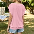 thumbnail image 6 of TGSLY Ruffle Short Sleeve Tops for Women Lightweight Thin Casual Crew Neck Front Pleated Blouses Loose Flowy Dressy Elastic Banded Hem Solid Color Tshirts M, 6 of 9