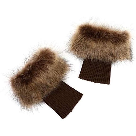 Women Faux Fur Plush Leg Warmers Short Furry Fuzzy Leg Cuffs Girls Winter Knitted Boot