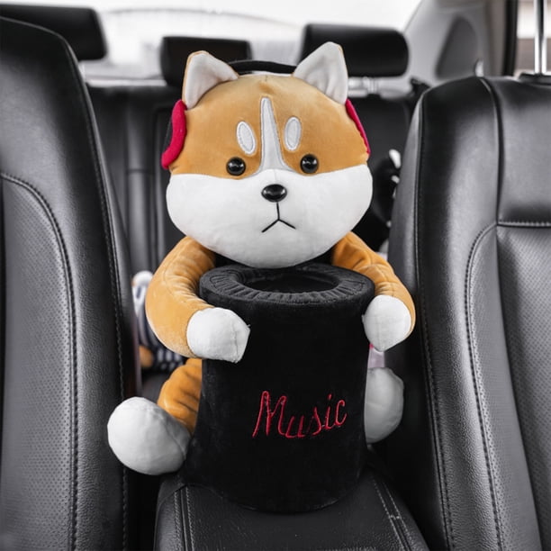 Cubo de basura para coche, reposabrazos, multifuncional, con cajón para pañuelos, bonito contenedor de almacenamiento para interior de coche, bote de basura para automóvil