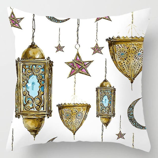Funda de cojín Ramadán Mubarak cuadrada Eid Mubarak bonita funda de cojín decoración para el hogar nuevo