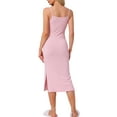 thumbnail image 3 of INSPIRE CHIC Women's Sleeveless Ribbed Knit Night Shirt Elegant Sleep Dress Summer Midi Camisole Nightgowns XS Pink, 3 of 6