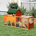thumbnail image 2 of Yardi Yarda Portable Mobile Chicken Coop with Nesting Box and Sleeping Room, Run, Window, Sun Board, Doors, Wooden Chicken Cage with Wheels and Pull-Out Tray for Small Animals, Orange, 2 of 15