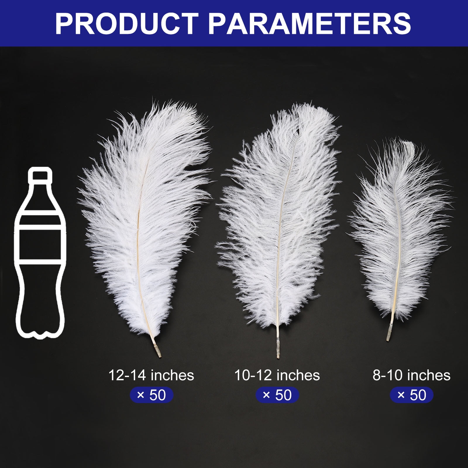 150 Pcs Natural Ostrich Feathers Centerpieces for Wedding Party Centerpieces, Flower Arrangement (White)