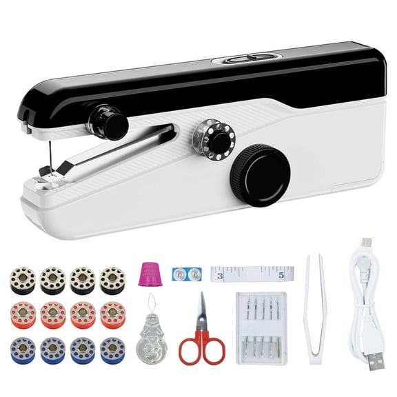 Mini Sewing Machine, Handy Handheld Sewing Machine with Sewing Kit, Electric Quick Stitch Tool, Perfect for Adults, Beginners, and Quick Home Repairs（Black）