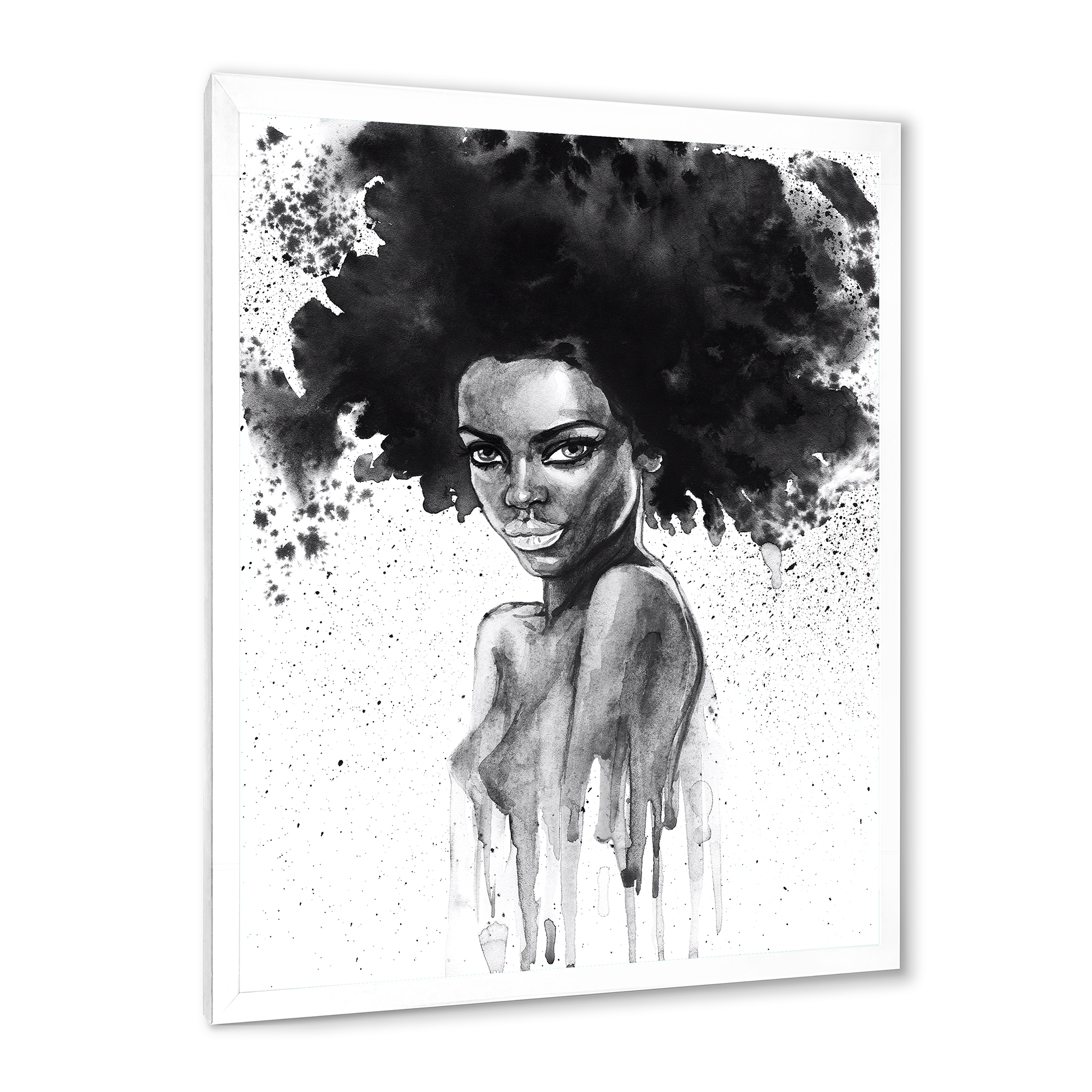 Designart 'Black and White Portrait of African American Woman III' Modern Framed Art Print