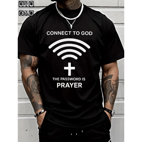 Connect To God The Password Prayer T-Shirt 100% Cotton Graphic T-Shirt
