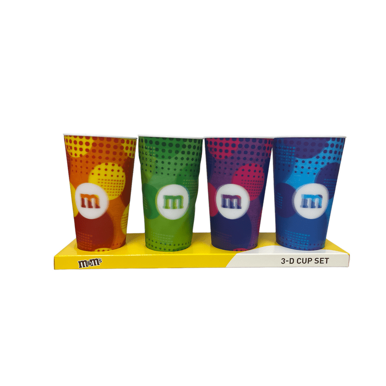 M&M's 3D Hologram Cup Set; Set of 4 Count 24 oz Cup