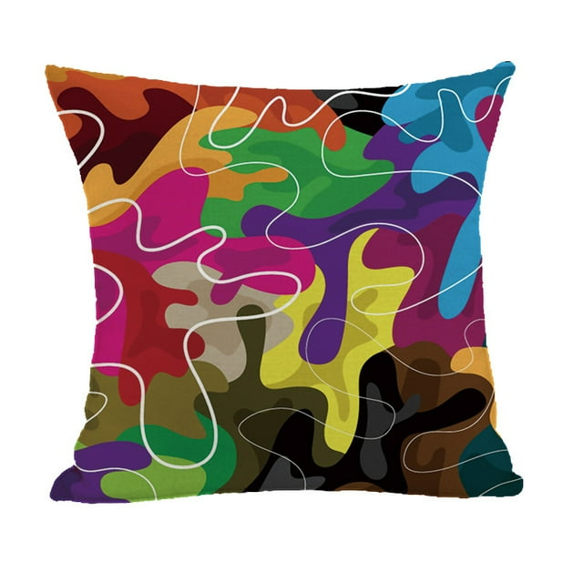 Throw Pillow Cover Abstract Chaotic Waves Rainbow Colors Decor Lumbar Pillow Case Cushion for Sofa Bed 18x18 Inch, 2 PCS Pattern 10