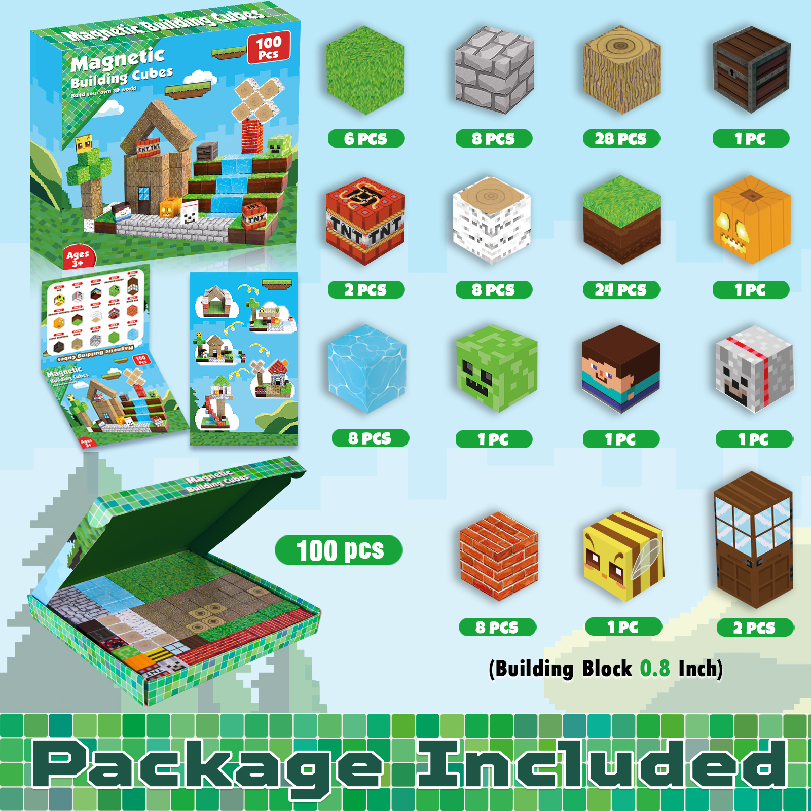 Annexfun 100-Piece Magnetic Building Blocks Set photo 2
