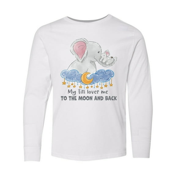 Inktastic My Titi Loves Me to the Moon and Back Elephant Family Long Sleeve Youth T-Shirt