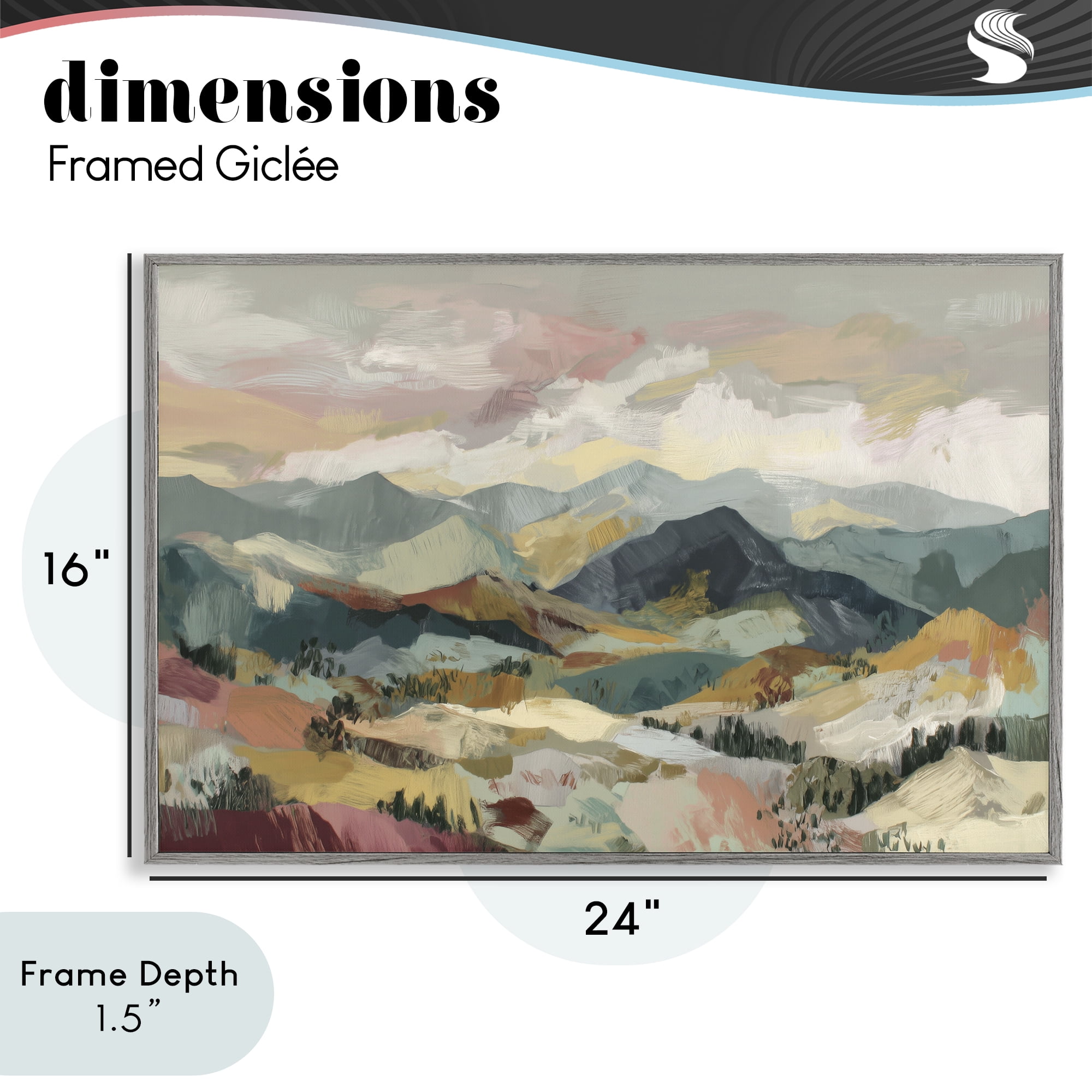 Stupell Industries Mountain Valley Vista Gray Framed Giclee Art, design by Chromatic Storm Studio