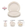 thumbnail image 6 of Smarty 10" Ivory with Gold Vintage Round Plastic Dinner Plates 120ct, 6 of 6
