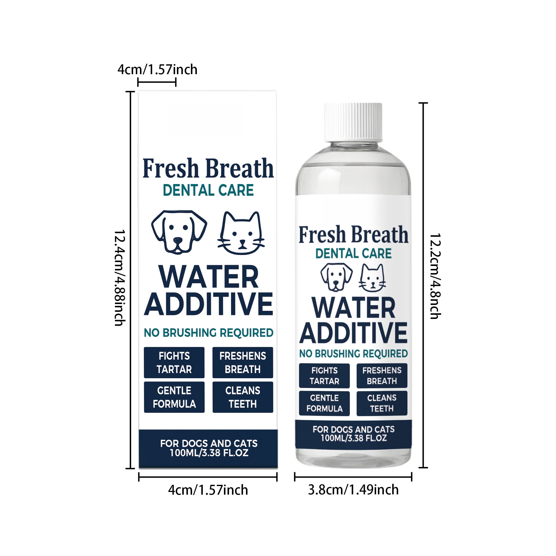 Alvantor Dog Dental Water Additive Oral Rinse for Breath Freshener Tartar Plaque Cleaner Plant Based Gentle Formula, 3.38fl.oz
