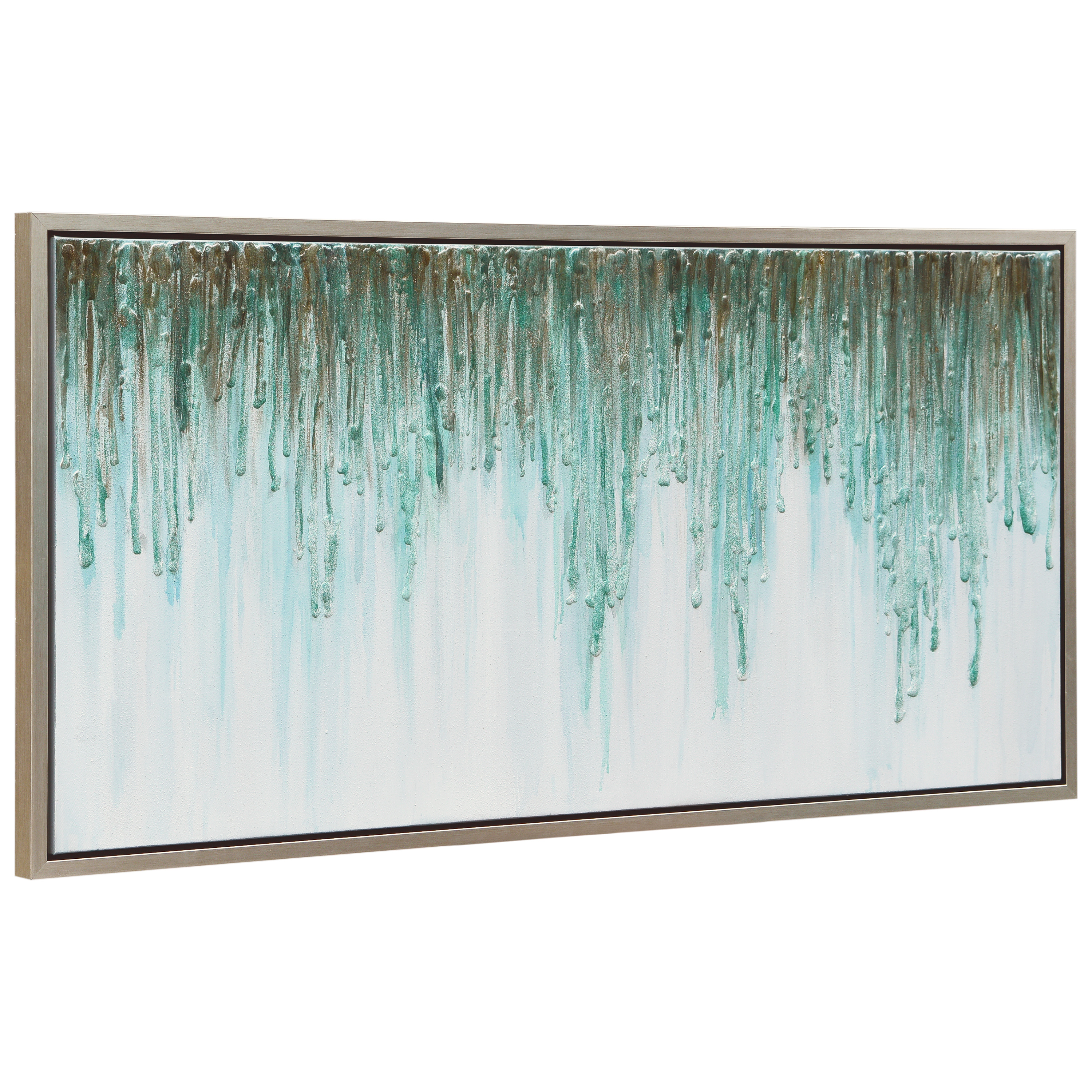 Empire Art Direct Green Frequency Textured Metallic Hand Painted Wall Art, 24" x 48" x 1.5", Ready to Hang