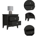 thumbnail image 6 of JERFIT Modern Nightstand with 2 Drawers, Black Wood Finish Bedside Table with 4 Tapered Legs for Bedroom Storage, 6 of 9