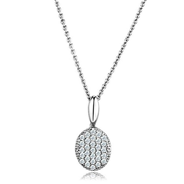 Alamode 3W716-16Plus3 Pendentif Chaîne en Laiton Rhodié avec AAA Grade CZ en Clair - 16 & 3 Po.